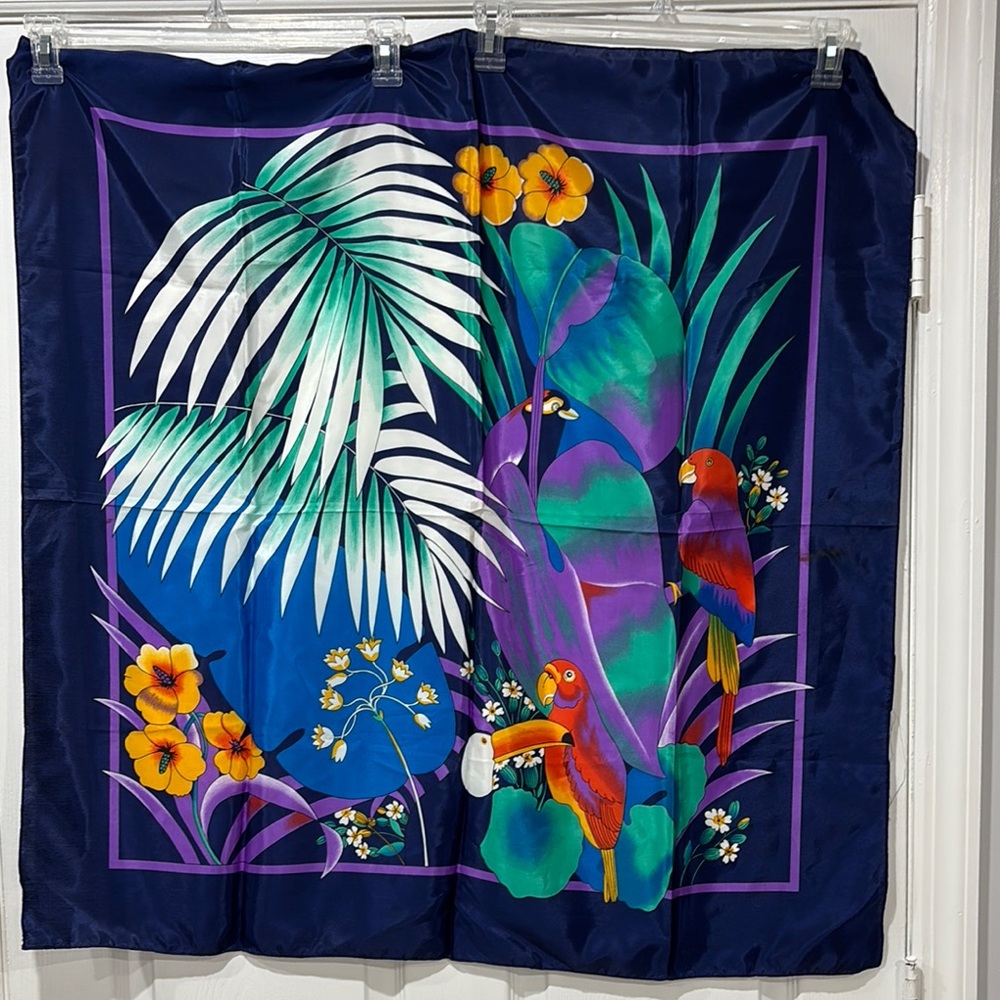 Tropical Parrot Silk Scarf